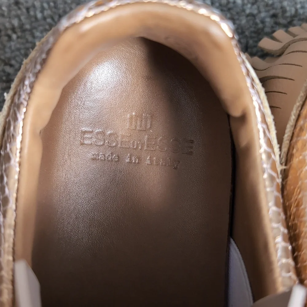 Esseutesse Leather Fringe Sneaker - Sand Tan Size 39 EU - 8.5 US - Picture 6 of 16
